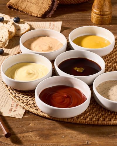 famiware Ceramic Soy Sauce Dish, 4oz Dipping Bowls Set of 6, Matte White - Image 4