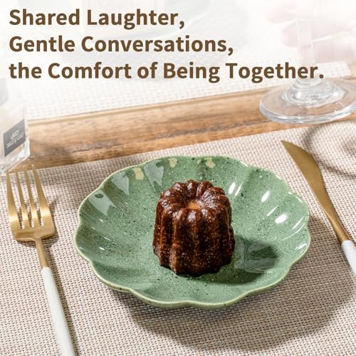 Small Dessert Plates Set of 4,Ceramic Dinner Plates 6 Inch for Appetizer, Fruits, Cake, Salad,Microwave Safe,Christmas Gift,Green - Image 5