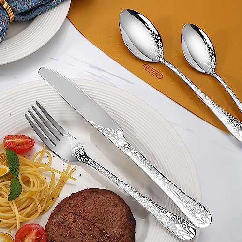 40 Piece Silverware Set, Stainless Steel Flatware Cutlery Set Service for 8, Mirror Polished Tableware Eating Utensils Set for Home Kitchen, Include Knife Fork Spoon Set, Dishwasher Safe - Image 5