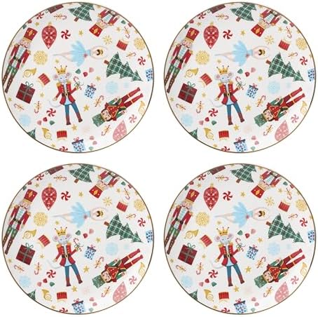 Lenox Nutcracker Ballet Christmas Accent Plates, Appetizer Plate Set for 4 by Lenox