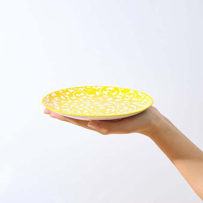 Selamica Ceramic Dessert Plates Set of 6, 6 Inch Mini Dinner Plates for Cake Snacks Side Dish, Microwave & Dishwasher Safe