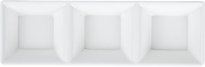 Melamine Triple Bowl, Melamine Triplet Bowl Set - Square Bowls - White - 8.8" - 10ct Box - Voga - Restaurantware