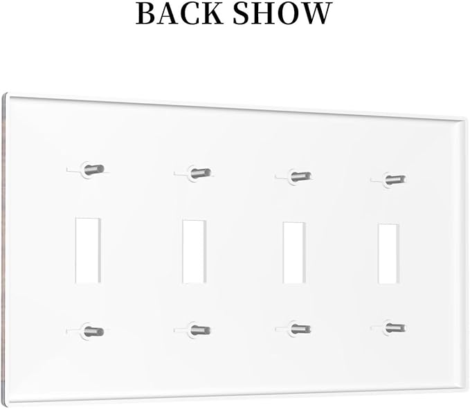 Light Switch Cover Rustic Farmhouse Barn Door Vintage Wood 4 Gang Switch Plate Quad Toggle Wall Plates Decorative Switchplate Electrical Outlet Cover for Bathroom Cabin Decor