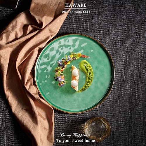 HaWare Stoneware Plates Set of 6, 7.9" Salad Plates, Reactive Glaze Ripple Ceramic Dish Set for Appetizer, Dessert, Scratch Resistant, Small Dinner Plate, Microwave and Dishwasher Safe, Reactive Green - Image 7