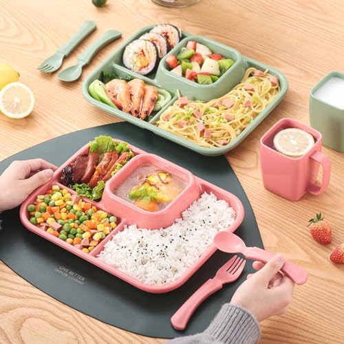 Unbreakable Rectangular Divided Plates for Adults 4 Sections Portion Control Plates Set of 2 Plastic Dinner Plate for Camping Outdoor or Every Day Use - Image 4