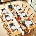 ANNA QUEEN Buffalo Plaid Pumpkin Table Runner and Placemats Set of 6, 13"x72" Table Runner with 12"x18" Placemats, Fall Sunflower Dining Table Set for Kitchen, Farmhouse, Thanksgiving Decor by ANNAQUEEN