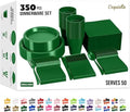 350 Pcs Emerald Green Plastic Plates for Party Emerald Green Disposable Plates Set 50 of Each 9 Dinner Plate Set 7 Dessert Plate Cups Napkins & Cutlery Plastic Dinnerware Set Exquisite by Exquisite