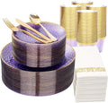 DaYammi 350PCS Clear Purple Plastic Dinnerware Set for 50 Guests by DaYammiwillaccompanyyou
