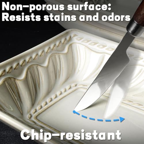 Artena Appetizer Plates Set of 4, 8.25" Embossed Ceramic Rectangular Dessert Plates, Deep Lipped Edges, Microwave & Dishwasher Safe, Salad Sushi Snack Serving Plates (White, Willow Leaf) - Image 5