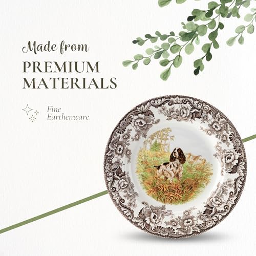 Spode Woodland Hunting Dogs English Springer Spaniel Salad Plate - 8 Inch Fine Earthenware, Dishwasher, Microwave & Warm Oven Safe to 225°F - Made in England Rustic Wildlife Tableware - Image 4