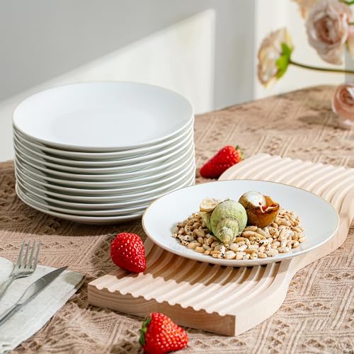 BTaT- White Dessert Plates with Gold Rim, Set of 6, 8" Round, Porcelain, Elegant Style, Dinner Plates (Pack of 2) - Image 5