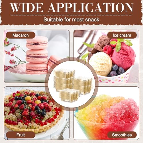 200 Pcs Small Square Gold Glitter Dessert Plates 2.3 Inch Mini Plastic Appetizer Plates Square Party Salad Tasting Sample Bowls for Weddings, Parties, Banquet Dinner, Family Gatherings - Image 4