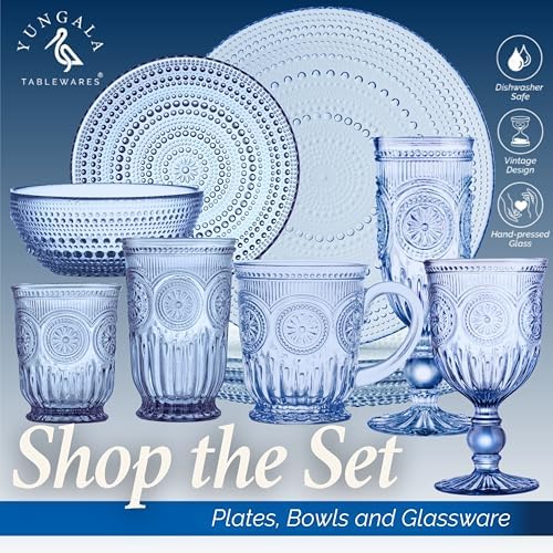 Blue Hobnail Dessert Plates Set 4 Pressed Glass 8 Inch - Image 6