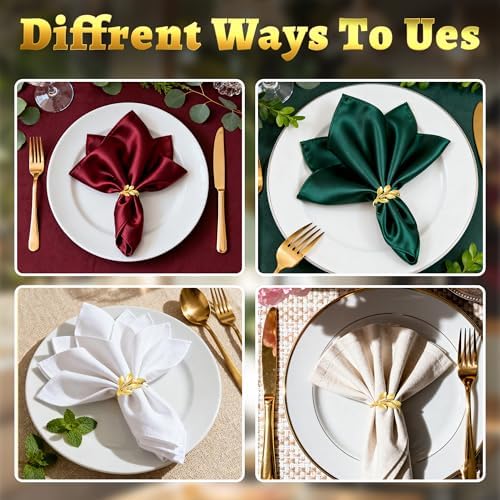 Napkin Rings Gold Napkin Rings Set of 24 Metal Napkin Holder for Table Holders for Paper Napkins Gold Leaf Napkins Rings Fall Thanksgiving Christmas Dinner Decor Banquet Kitchen Wedding Holiday Party - Image 7