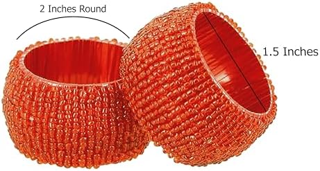 COTTON CRAFT Glitz Handmade Beaded Napkin Rings - Set of 12 - Rust - Image 3