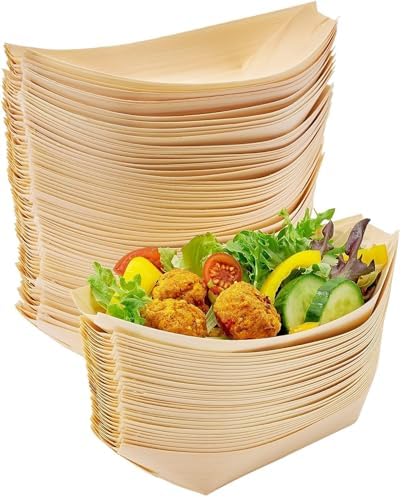 50 Pcs Bamboo Boat Plates 5.5" Disposable Wooden Boat Plates - Image 7