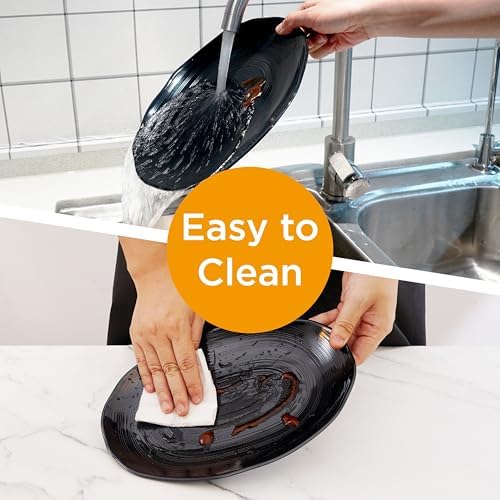 TP 10" Serving Platters Set of 4, Oval Melamine Serving Trays for Appetizers Desserts Pasta Snacks Sushi, Unbreakable Plates for Dinner and Party, Black - Image 7
