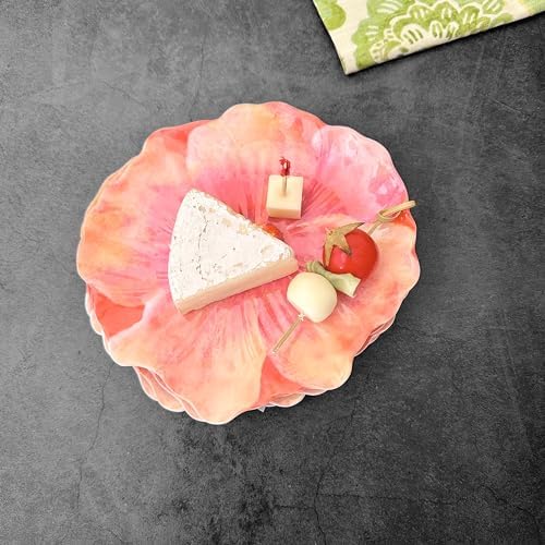 UP Tiger Lily Melamine Dessert Plates, Floral-Shaped Small Serving Plates, for Appetizer, Snacks, and Side Dishes, Red, 7.5 x 7 Inch, Set of 4 - Image 4