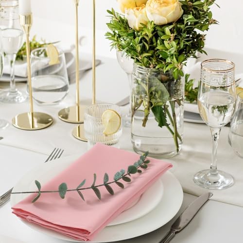 Blush Pink Cloth Napkins Set of 8,Size 18x18 inch,Washable Cloth Napkins,Made of 100% Microfibre.Table Decorations for Spring and Easter.Dinner Napkins for Restaurant, Family use, Parties. (Pink) - Image 2