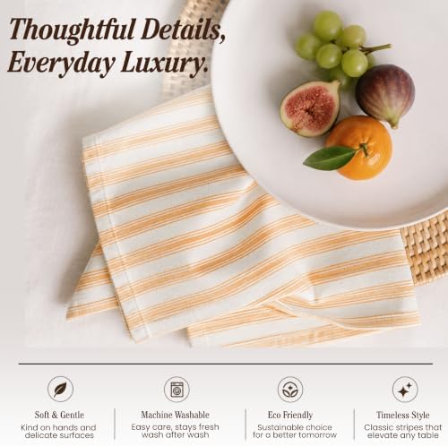 TWINY threads 4 Piece 100% Cotton Cloth Napkins, 18"x18", Mustard Yellow - Image 5