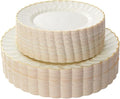 Lullaby 60PCS Ivory Scalloped Plastic Plate with Gold Rim for Party Wedding by LULLABY