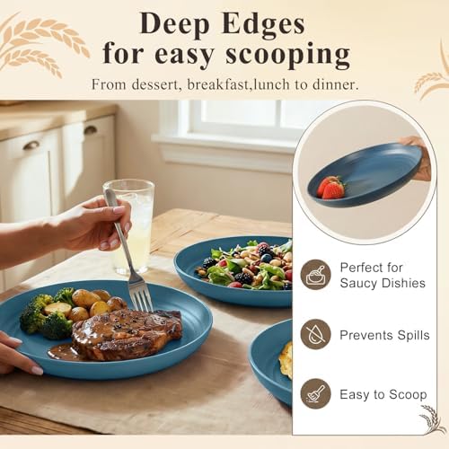 Deep Dinner Plates 10 Inch, Unbreakable Camping Plates - Blue - Image 5