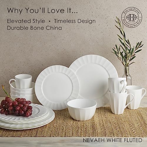 Everyday White by Fitz and Floyd Nevaeh Fluted 16 Piece Dinnerware Set, Service for 4 - Image 4