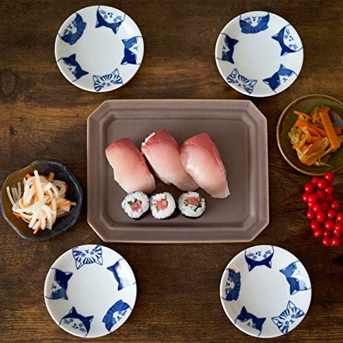 Japanese Cat Design Ceramic Small Plates - Set of 4 - Great for Sushi, Dips, & Desserts, Cat Quintet - Image 5