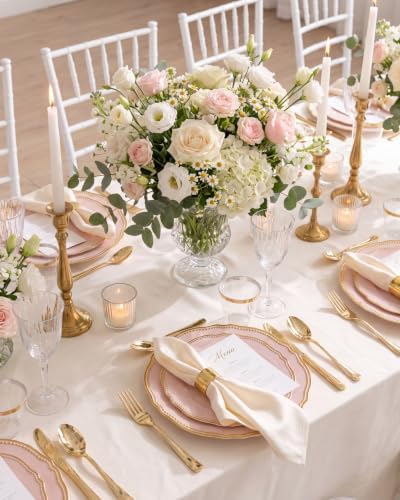 Hioasis 350 Pcs Pink and Gold Plastic Plates for Wedding & Party - Image 4