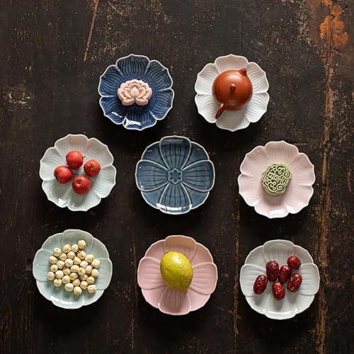 Gaolinci Zen Ceramic Lotus Shaped Appetizer and Dessert Plates (Set of 4) - Image 3