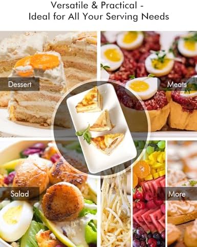 AISBUGUR Rectangular Salad Plates, 8 Inch Porcelain Dessert Plates Set, Serving Trays for Salad, Appetizers, Fruit, Sushi, Appetizer Plates - Dishwasher and Oven Safe, Set of 6, White - Image 6