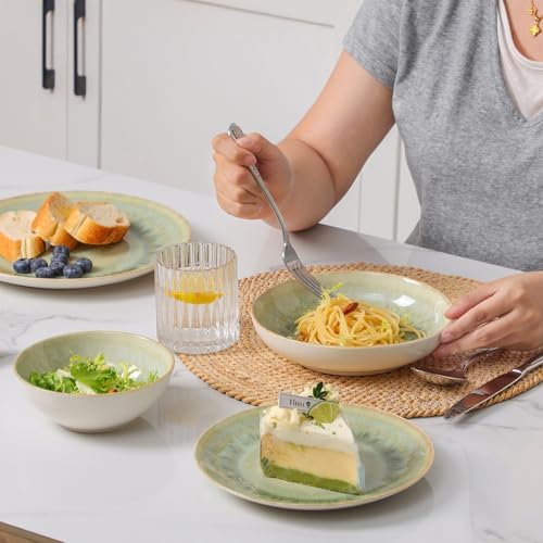DOMICREVERY Ceramic Plates and Bowls Sets for 4,16 pcs Dinnerware sets - Image 6