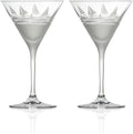 Rolf Glass Regatta 10oz Martini Cocktail Glass | Set of 2 Lead-Free Glasses | Proudly Made in the USA | Engraved Martini Glasses | Nautical Sailboat Design
