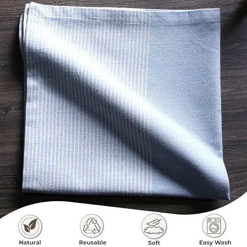 Light Blue Cotton Cloth Napkins Set of 4, 18x18 Inch - Image 6