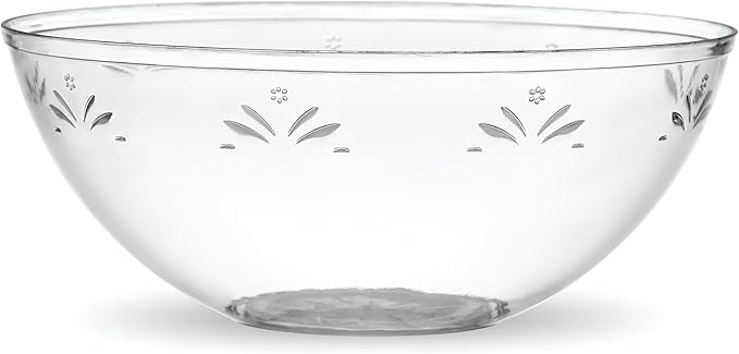 PLASTICPRO Disposable Round Serving Bowls, Party Snack or Salad Bowl, Small, Plastic Crystal Clear Pack of 8