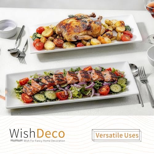 WishDeco Large Serving Platter Set of 2, Long Ceramic Serving Tray 16 Inch - Image 5