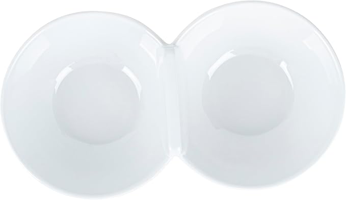 Restaurantware Voga 8.5 Ounce Divided Serving Dishes 10 Round Condiment Serving Dishes - 2 Compartments Serve Appetizers Snacks Dips Or Dressings White Melamine 2 Compartment Dishes