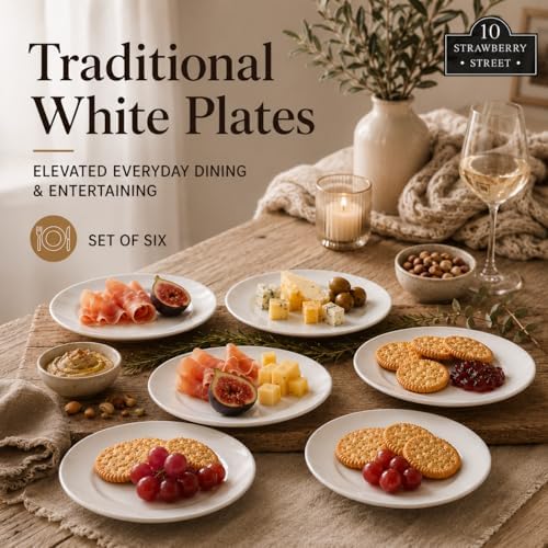 10 Strawberry Street Simply Round 6" Appetizer Plate, Set of 6, White, 6RD-6ACE-TSS - Image 2