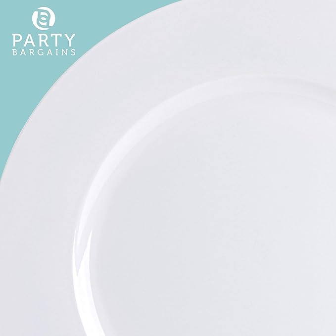 PARTY BARGAINS 13-Inch Charger Plates - 48 Pack, White, Heavy-Duty Disposable Chargers for Elegant Dining - Ideal for Weddings and Formal Events