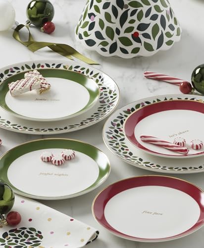 kate spade new york Evergreen Rim Christmas Plates, Appetizer Set for 4 - Image 5