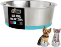 GORILLA GRIP Dog Bowl, Holds 2 Cups (16 fl oz), Heavy Duty Metal Food and Water Bowl for Feeding Dogs and Cats, Dishwasher Safe, Rust Resistant Stainless Steel, BPA Free Rubber Base, Turquoise