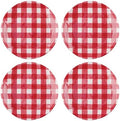 UP Gingham Melamine Round Dessert Plates, Small Serving Plates, for Appetizer, Snacks, and Side Dishes, Red, 6 Inch, Set of 4 by UPware