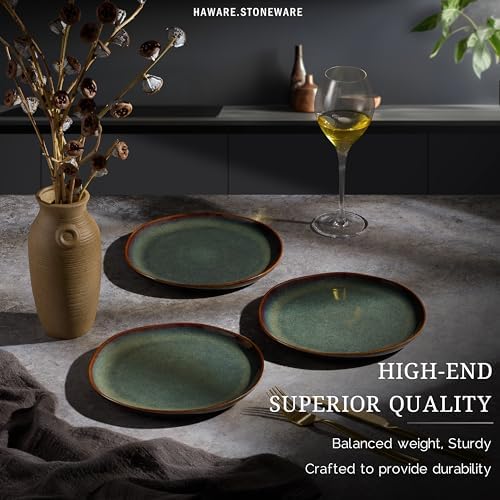 HaWare Stoneware Salad Plates Set of 6, 7.9” Heavy Duty Ceramic Plates, Reactive Glaze Dinnerware for Home Restaurant, Chip and Scratch Resistant, Microwave and Dishwasher Safe, Reactive Moss Green - Image 4