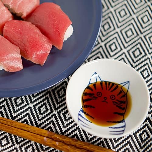 Japanese Cat Ceramic Small Plates - Set of 5 - Great Gift for Cat Lovers, 5 Cats 3.5in - Image 4