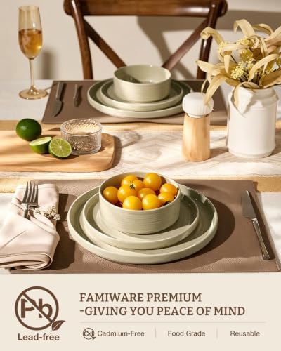 Stoneware Dinnerware Sets, Plates, Bowls, Dishes Set for 4 - Image 3