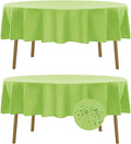 Fokitut 2 Pack Waterproof Round Tablecloth, 90 Inch, Stain Resistant and Wrinkle Polyester Table Cloth, Fabric Table Cover for Kitchen Dining, Wedding, Party, Holiday Dinner-Apple Green