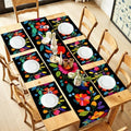 ANNA QUEEN Boho Floral Table Runner and Placemats Set of 6 – 13"x72" Table Runner & 12"x18" Placemats, Colorful Folk Embroidery Style Dining Table Decor by ANNAQUEEN