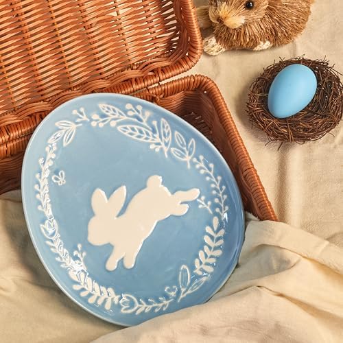 Bico Pastel Color Bunny Stoneware Salad Plates Set, Microwave & Dishwasher Safe, for Easter, Spring - Image 5