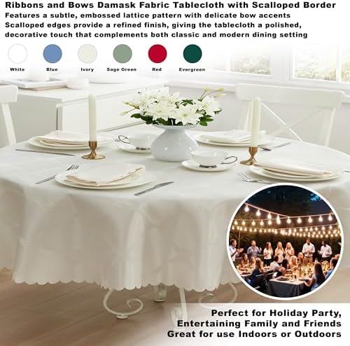 Newbridge Holiday Ribbons Bows Ivory 60 x 84 Oval Tablecloth - Image 2