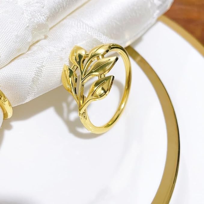 20 PCS High End Gold Leaf Shaped Napkin Rings - Suitable for Hotel Table Setting/Banquet Tableware/Home Dining Table Decoration.